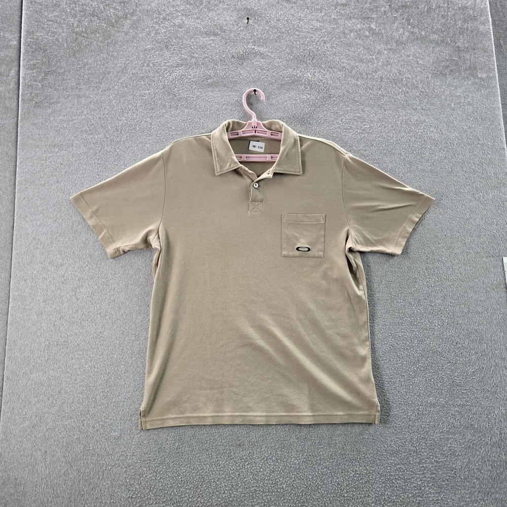 Oakley Men Polo M Beige Logo Button Short Sleeve